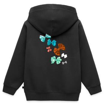 Nœuds, nœuds colorés, nœud papillon, motif à carreaux - Sweat Premium à capuche zippé enfant bio - noir - Dos - AI Model Kid Male (0cm)