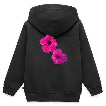 Hibiscus,Flower,Lotus,Blossom,Floral,Pink - Kids Premium Organic Zip-up Hoodie - black - Back - AI Model Kid Male (0cm)