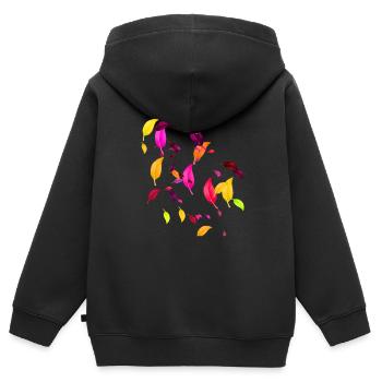 Automne, Feuilles d’automne, Feuilles d’automne, Feuilles - Sweat Premium à capuche zippé enfant bio - noir - Dos - AI Model Kid Male (0cm)