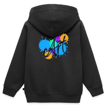 Art, typo, Art, Couleurs, Peinture - Sweat Premium à capuche zippé enfant bio - noir - Dos - AI Model Kid Male (0cm)