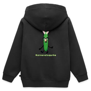 Karnevalsgurke, Gurke, karneval,hasenohren, helau - Kinder Premium Organic Zip Hoodie - Schwarz - Hinten - AI Model Kid Male (0cm)