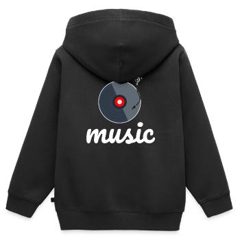 Vinyl - Kinder Premium Organic Zip Hoodie - Schwarz - Hinten - AI Model Kid Male (0cm)