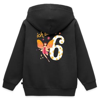 Kleine Fee 6 Jahre alt 6. Geburtstag Mädchen - Kinder Premium Organic Zip Hoodie - Schwarz - Hinten - AI Model Kid Male (0cm)