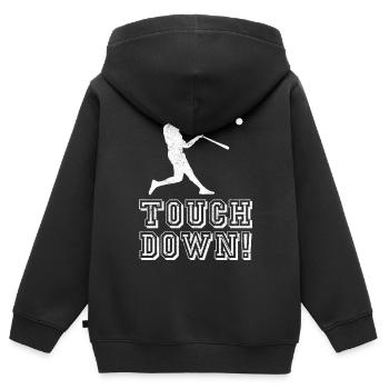 Touch Down Touchdown Baseball - Sweat Premium à capuche zippé enfant bio - noir - Dos - AI Model Kid Male (0cm)
