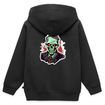Zombie d’Halloween - Sweat Premium à capuche zippé enfant bio - noir - Dos - AI Model Kid Male (0cm)