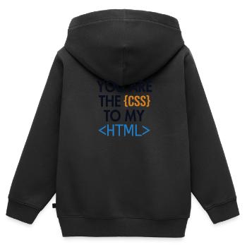 You are the CSS to my HTML Developer Coder - Kinder Premium Organic Zip Hoodie - Schwarz - Hinten - AI Model Kid Male (0cm)