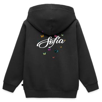 SOFIA - Girl's name with colorful butterflies - Kids Premium Organic Zip-up Hoodie - black - Back - AI Model Kid Male (0cm)