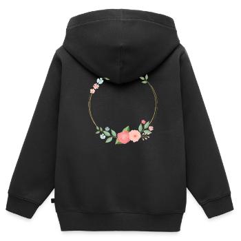 Flower wreath. modern. Customizable as a gift - Kids Premium Organic Zip-up Hoodie - black - Back - AI Model Kid Male (0cm)