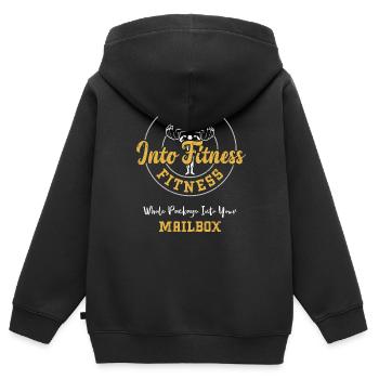 Je suis dans le fitness fitness entier p... - Sweat Premium à capuche zippé enfant bio - noir - Dos - AI Model Kid Male (0cm)