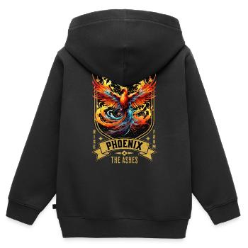 Phoenix Phoenix Fire Flames Mythologie des oiseaux - Sweat Premium à capuche zippé enfant bio - noir - Dos - AI Model Kid Male (0cm)