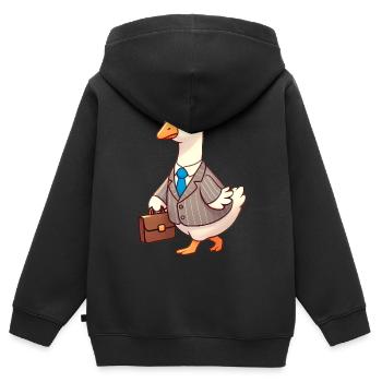 Ernsthafte Gans im Business-Anzug-Design - Kinder Premium Organic Zip Hoodie - Schwarz - Hinten - AI Model Kid Male (0cm)
