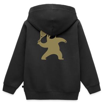 Sloth Silhouette Tennis Serve Minimaliste - Sweat Premium à capuche zippé enfant bio - noir - Dos - AI Model Kid Male (0cm)