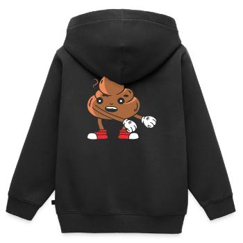 Drôle de tas de caca dansant - Sweat Premium à capuche zippé enfant bio - noir - Dos - AI Model Kid Male (0cm)