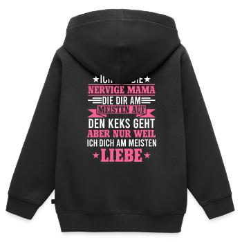 Ich bin die nervige Mama Sohn Muttertag Geschenk - Kinder Premium Organic Zip Hoodie - Schwarz - Hinten - AI Model Kid Male (0cm)
