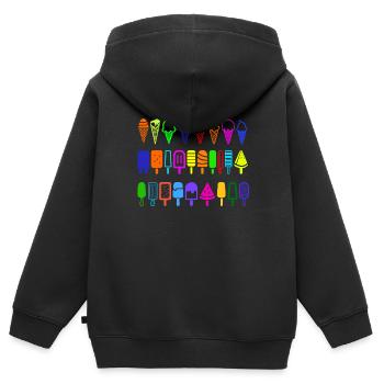 Crème glacée avec style dans de nombreuses couleurs - Sweat Premium à capuche zippé enfant bio - noir - Dos - AI Model Kid Male (0cm)