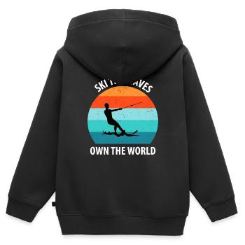 Wasserskier Wasserski Wasserskifahrer - Kinder Premium Organic Zip Hoodie - Schwarz - Hinten - AI Model Kid Male (0cm)