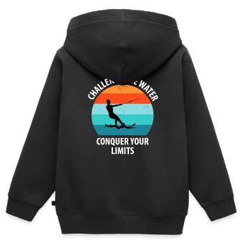 Wasserskier Wasserski Wasserskifahrer - Kinder Premium Organic Zip Hoodie - Schwarz - Hinten - AI Model Kid Male (0cm)