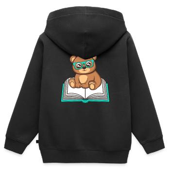 Livres de lecture drôle d'ours Grizzly Littérature - Sweat Premium à capuche zippé enfant bio - noir - Dos - AI Model Kid Male (0cm)