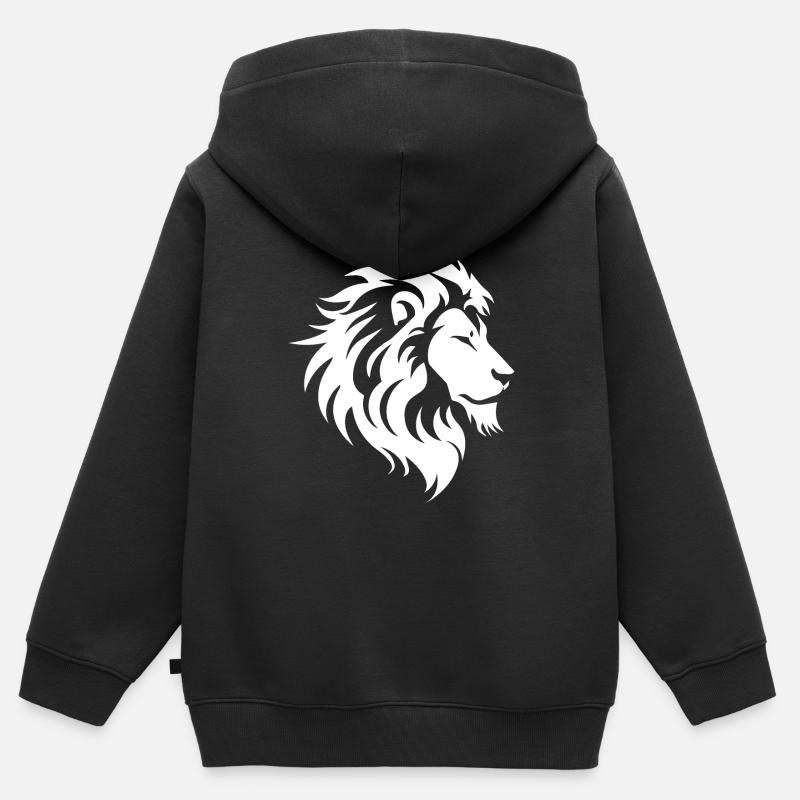 Lion - Sweat Premium à capuche zippé enfant bio - noir