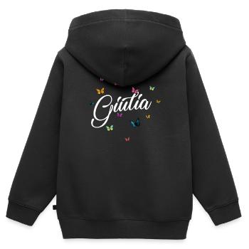 GIULIA - Mädchen Name mit bunten Schmetterlingen - Kinder Premium Organic Zip Hoodie - Schwarz - Hinten - AI Model Kid Male (0cm)