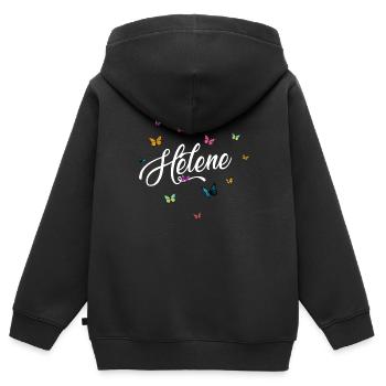 HELENE - Girl Name with Colorful Butterflies - Kids Premium Organic Zip-up Hoodie - black - Back - AI Model Kid Male (0cm)