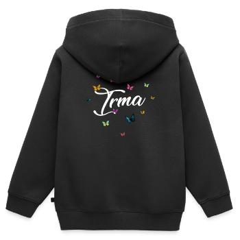 IRMA - Mädchen Name mit bunten Schmetterlingen - Kinder Premium Organic Zip Hoodie - Schwarz - Hinten - AI Model Kid Male (0cm)