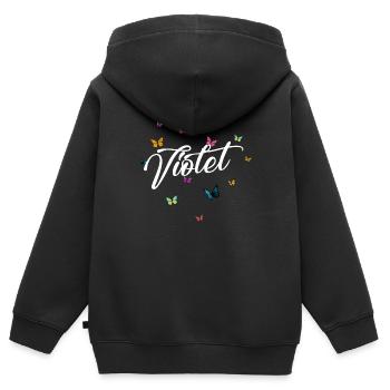 VIOLET - Mädchen Name mit bunten Schmetterlingen - Kinder Premium Organic Zip Hoodie - Schwarz - Hinten - AI Model Kid Male (0cm)