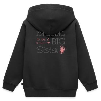 Je vais être une grande soeur - Big Sister - Sweat Premium à capuche zippé enfant bio - noir - Dos - AI Model Kid Male (0cm)