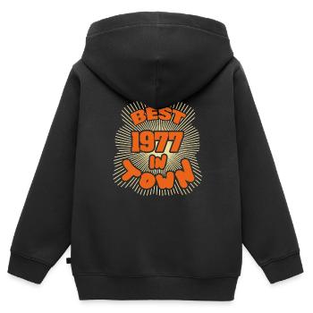 Best in Town born in 1977 - Kinder Premium Organic Zip Hoodie - Schwarz - Hinten - AI Model Kid Male (0cm)