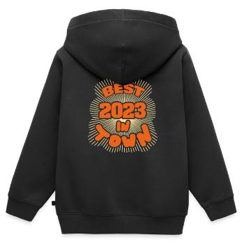 Town 2023 - Kinder Premium Organic Zip Hoodie - Schwarz - Hinten - AI Model Kid Male (0cm)