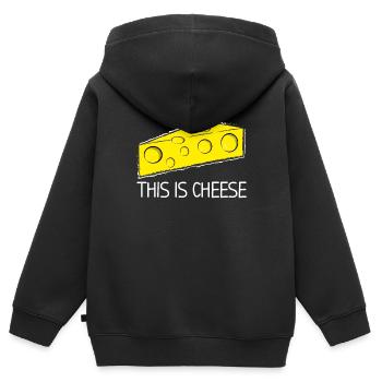 This is cheese - Kids Premium Organic Zip-up Hoodie - black - Back - AI Model Kid Male (0cm)
