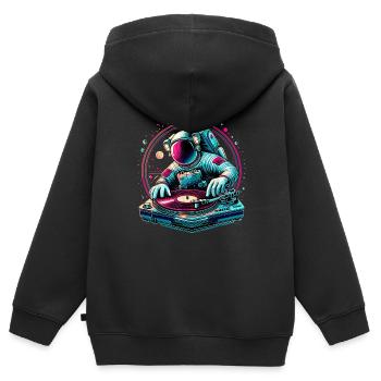 Astronaut DJ Planets DJing im Weltraum - Kinder Premium Organic Zip Hoodie - Schwarz - Hinten - AI Model Kid Male (0cm)