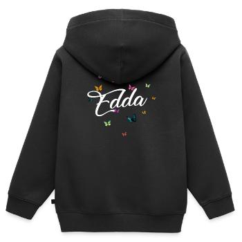 EDDA - Mädchen Name mit bunten Schmetterlingen - Kinder Premium Organic Zip Hoodie - Schwarz - Hinten - AI Model Kid Male (0cm)