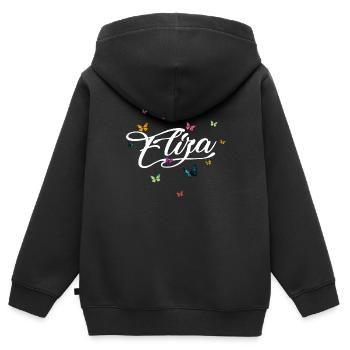 ELIZA - Mädchen Name mit bunten Schmetterlingen - Kinder Premium Organic Zip Hoodie - Schwarz - Hinten - AI Model Kid Male (0cm)
