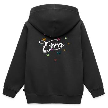EZRA - Girl Name with Colorful Butterflies - Kids Premium Organic Zip-up Hoodie - black - Back - AI Model Kid Male (0cm)
