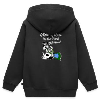 mein kostüm hat der hund gefressen, kostüm,hund - Kinder Premium Organic Zip Hoodie - Schwarz - Hinten - AI Model Kid Male (0cm)