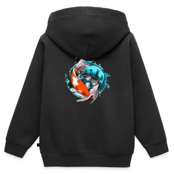 Koi Karpfen Harmonie - Kinder Premium Organic Zip Hoodie - Schwarz - Hinten - AI Model Kid Male (0cm)