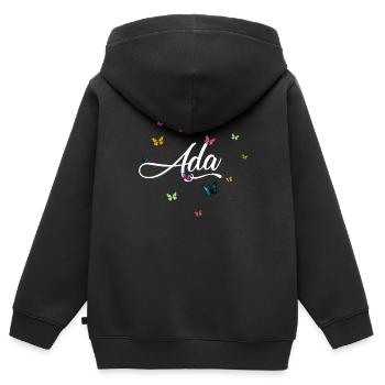 ADA - Girl Name with Colorful Butterflies - Kids Premium Organic Zip-up Hoodie - black - Back - AI Model Kid Male (0cm)