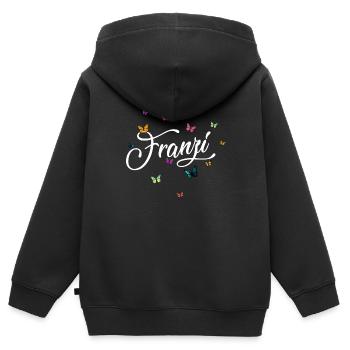 FRANZI - Mädchen Name mit bunten Schmetterlingen - Kinder Premium Organic Zip Hoodie - Schwarz - Hinten - AI Model Kid Male (0cm)