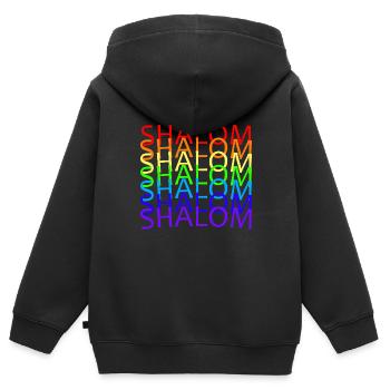 SHALOM - RAINBOW - Kids Premium Organic Zip-up Hoodie - black - Back - AI Model Kid Male (0cm)