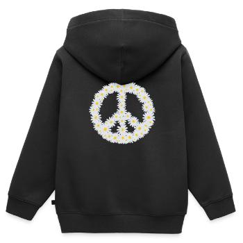 Gänseblümchen-Friedenszeichen - Kinder Premium Organic Zip Hoodie - Schwarz - Hinten - AI Model Kid Male (0cm)