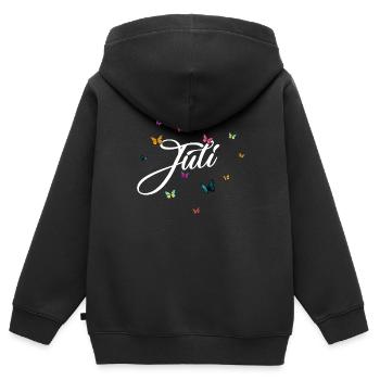 JULY - Girl's name with colorful butterflies - Kids Premium Organic Zip-up Hoodie - black - Back - AI Model Kid Male (0cm)