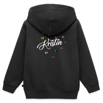 KRISTIN - Mädchen Name mit bunten Schmetterlingen - Kinder Premium Organic Zip Hoodie - Schwarz - Hinten - AI Model Kid Male (0cm)