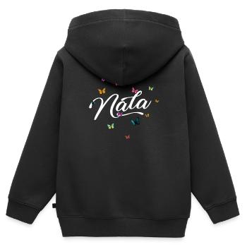 NALA - Mädchen Name mit bunten Schmetterlingen - Kinder Premium Organic Zip Hoodie - Schwarz - Hinten - AI Model Kid Male (0cm)