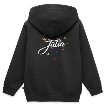 JULIA - Girl Name with Colorful Butterflies - Kids Premium Organic Zip-up Hoodie - black - Back - AI Model Kid Male (0cm)