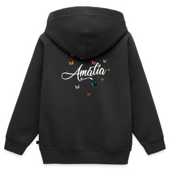 AMALIA - Mädchen Name mit bunten Schmetterlingen - Kinder Premium Organic Zip Hoodie - Schwarz - Hinten - AI Model Kid Male (0cm)