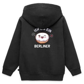 Ich bin ein Berliner Shirt für Berlin JFK T-Shirt - Kinder Premium Organic Zip Hoodie - Schwarz - Hinten - AI Model Kid Male (0cm)