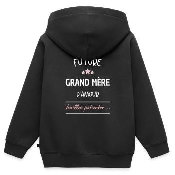 Future grand mère d'amour ! Cadeau grand mère - Sweat Premium à capuche zippé enfant bio - noir - Dos - AI Model Kid Male (0cm)