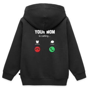 Votre mère est calling - Sweat Premium à capuche zippé enfant bio - noir - Dos - AI Model Kid Male (0cm)