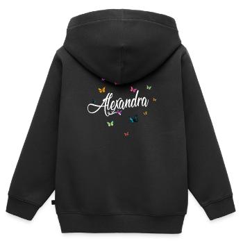 ALEXANDRA - Mädchen Name bunten Schmetterlingen - Kinder Premium Organic Zip Hoodie - Schwarz - Hinten - AI Model Kid Male (0cm)